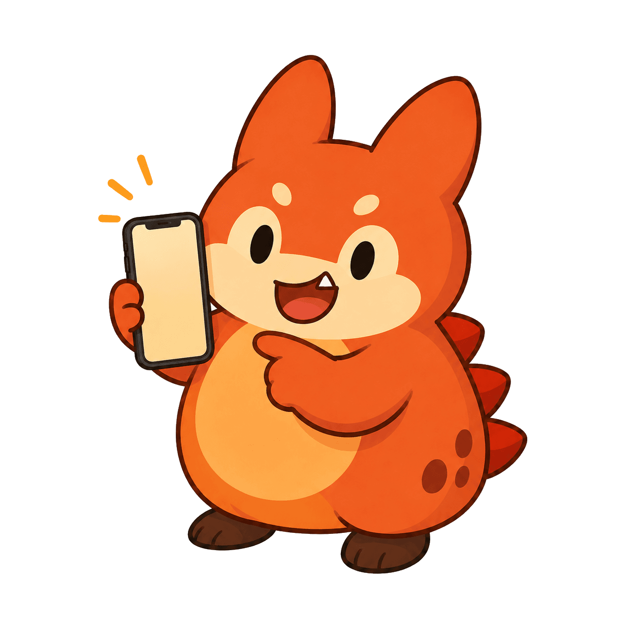 Chompie holding up a smartphone with an offer
