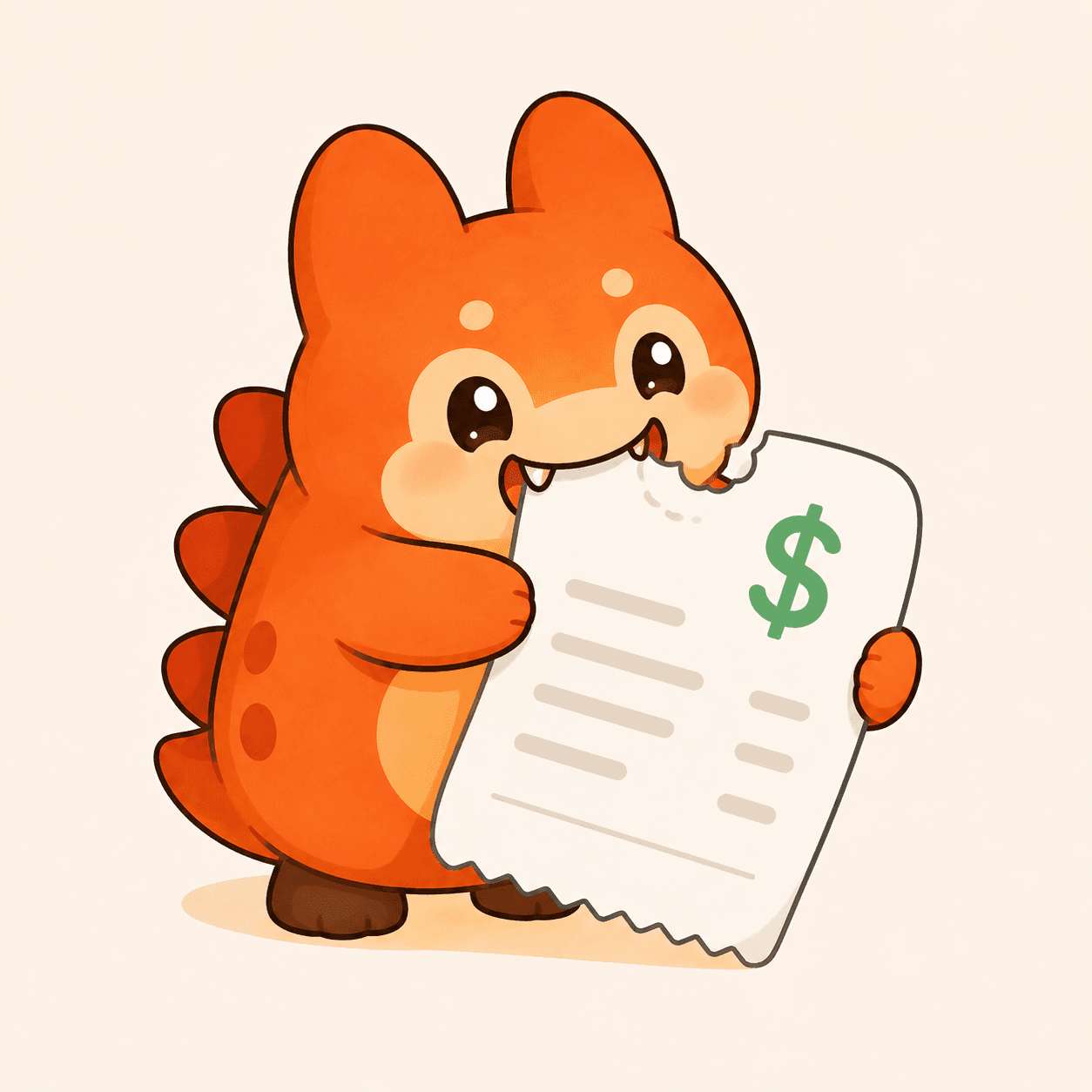 Chompie holding a receipt to verify a visit